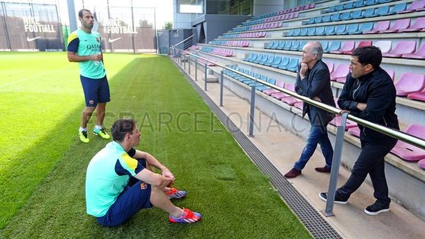 Cumbre argentina en el entrenamiento del Barcelona