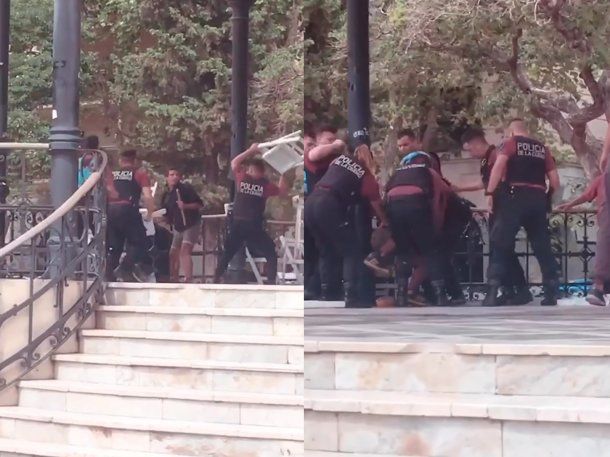 El insólito video de la Policía de la Ciudad a los sillazos contra una persona