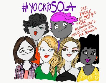 {altText(Ilustración de Romina Ferrer//&nbsp;@RoFerrerIlustra,#YoCrioSola: el 85% de los hogares monoparentales están a cargo de una mujer)}