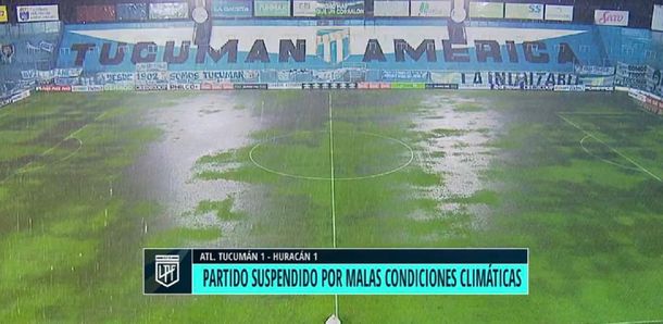 Se suspendió Atlético Tucumán-Huracán por un tremendo diluvio: así quedó la cancha