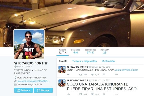 Captura de la cuenta de Twitter de Ricardo Fort