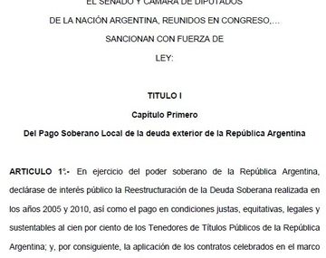 Leé el proyecto de ley que busca cambiar la jurisdicción del pago a los acreedores