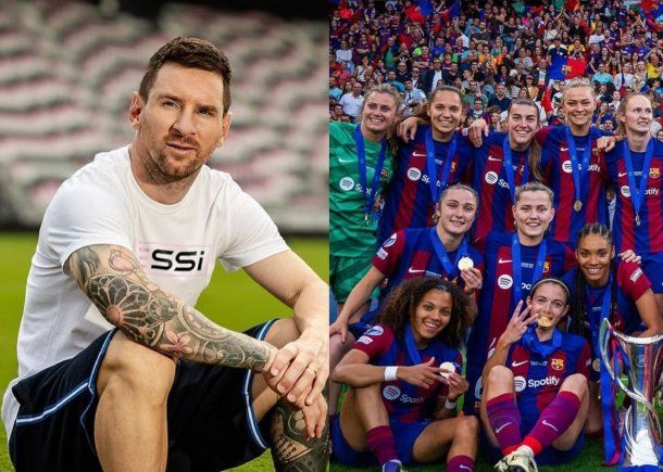 Lionel Messi saludó a las futbolistas del Barcelona