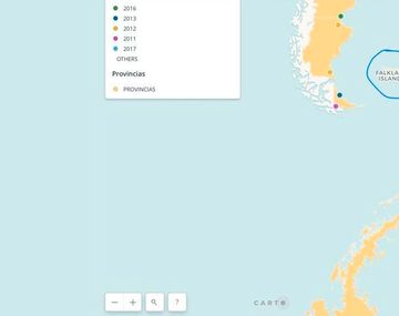 El Gobierno publicó otro mapa que llama Falkland a las Malvinas