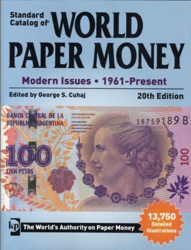 El billete de Evita, en la tapa del libro de los billetes del mundo