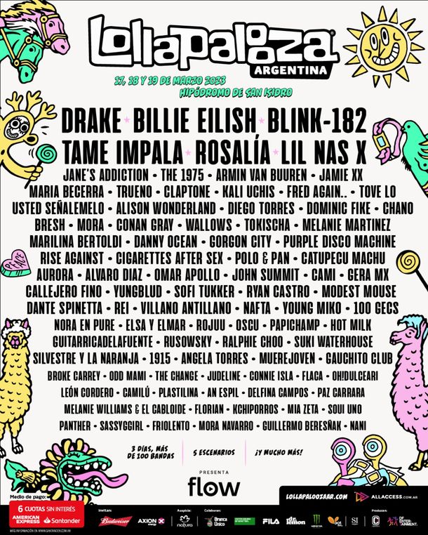 Así será el lineup del Lollapalooza Argentina 2023 uno por uno, todos