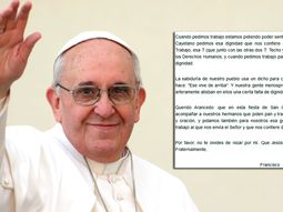 dura carta del papa francisco: pidio que no falte pan, trabajo y critico el desempleo dura carta del papa francisco: pidio que no falte pan, trabajo y critico el desempleo