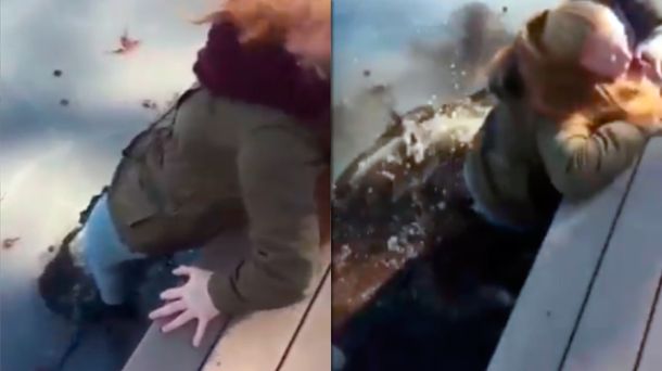 Probó cuánto se la bancaba el hielo y se mojó toda