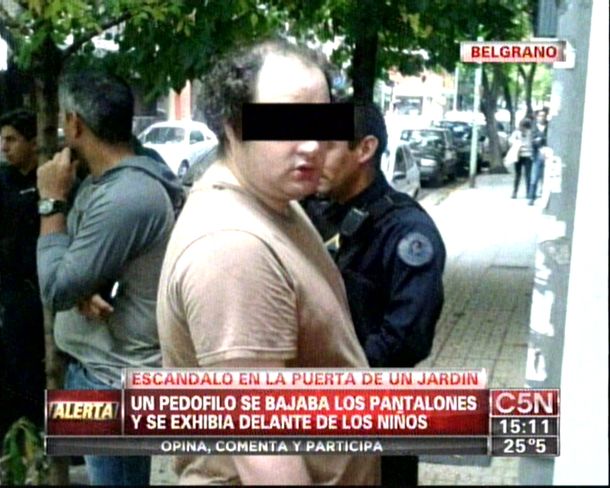 Escándalo en la puerta de un jardín por un exhibicionista