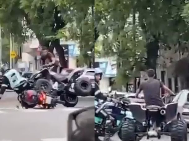 Video: escapó de un control en cuatriciclo y embistió a dos agentes en Parque Chacabuco