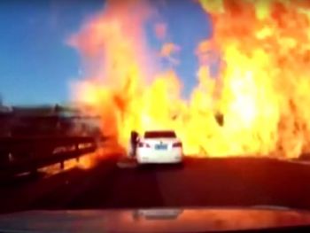 Una ruta quedó en llamas por un escape de gas