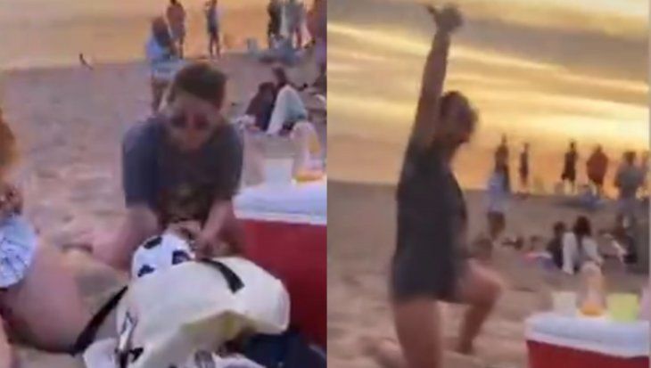 VIDEO: Se cansó del picadito en la playa, les pinchó la pelota y se volvió viral