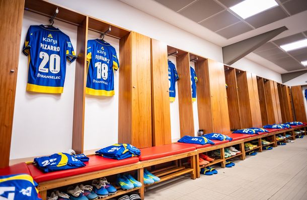 El vestuario que usó Rosario Central en el Monumental.&nbsp;