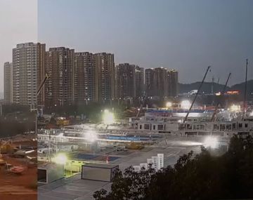 La construcción del hospital chino para combatir el coronavirus en un minuto