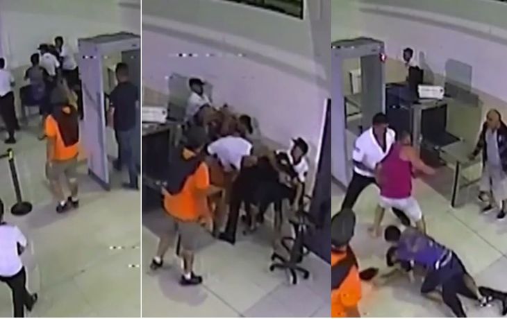 Brutal pelea entre turistas y la PSA en Ezeiza