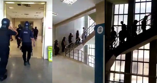 Infantería invadió los pasillos del hospital Posadas