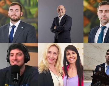 Felipe Núñez, Juan Pedro Inchauspe, Federico Furiase, Juan Doe, Lorena Villaverde con Karina Milei y Shariff Menem