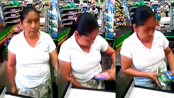 VIDEO: Robó cajas de chicles, la descubrieron y tuvo que devolver todo