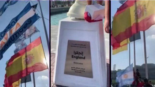 Mundial de Qatar 2022: hinchas argentinos descolgaron la bandera inglesa e izaron una de Malvinas