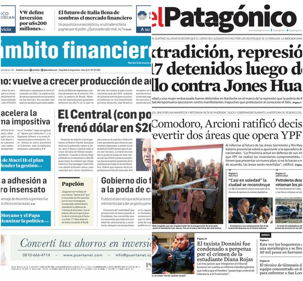 Tapas de diarios del martes 6 de marzo de 2018