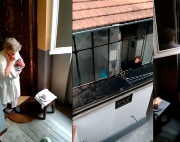 VIDEO: El emotivo festejo de cumpleaños de una mujer de 80 en medio de la cuarentena