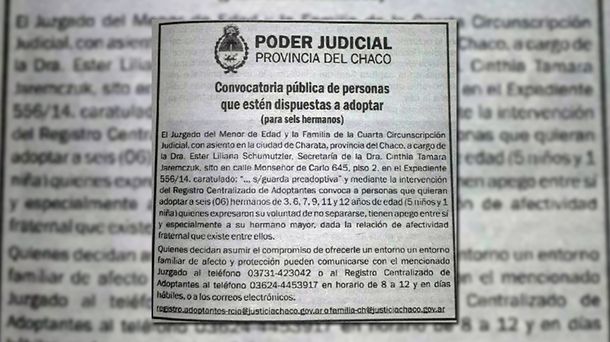 Chaco: seis hermanos de entre 3 y 12 años piden ser adoptados juntos