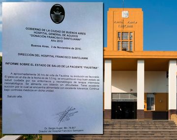 Parte médico de la beba abandonada