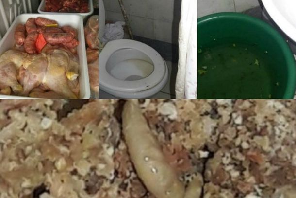 Gusanos en una cortadora de carne