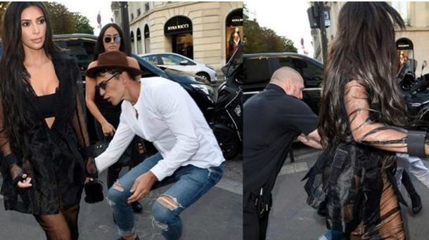 Un mediático acosador intentó besarle la cola a Kim Kardashian