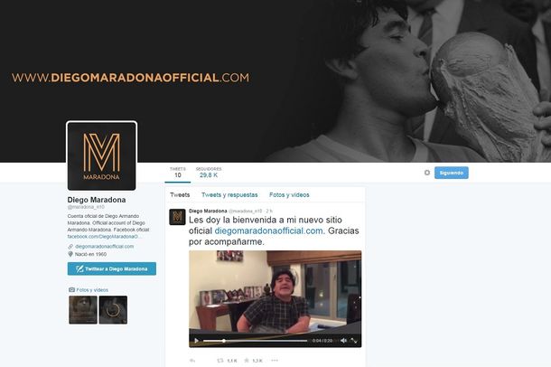 Con un video, Maradona lanzó su cuenta de Twitter