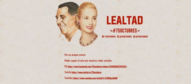 #75Octubres atacaron el servidor de la marcha virtual por el Día de la Lealtad