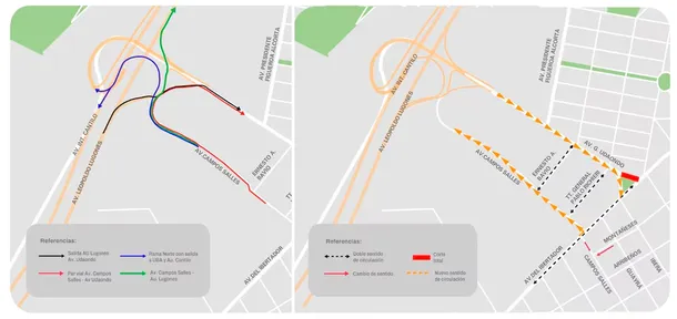 Modificaciones en la circulación de Udaondo y Campos Salles Modificaciones en la circulación de Udaondo y Campos Salles