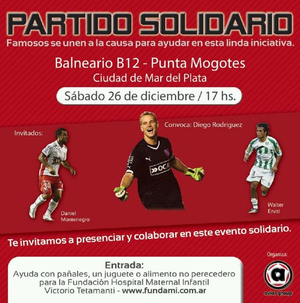 Diego Rodríguez encabezará un partido solidario en Mar del Plata