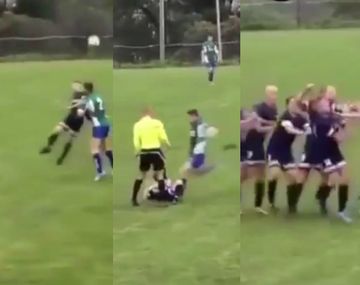 Batalla campal en pleno partido de fútbol