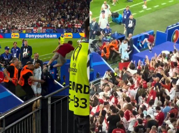 Locura: un fan de Cristiano Ronaldo se tiró desde la tribuna y casi lo lesiona