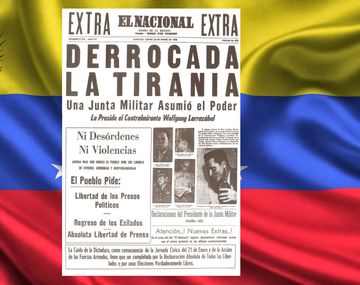 La tapa del diario El Nacional de Venezuela reflejaba el 23 de enero de 1958