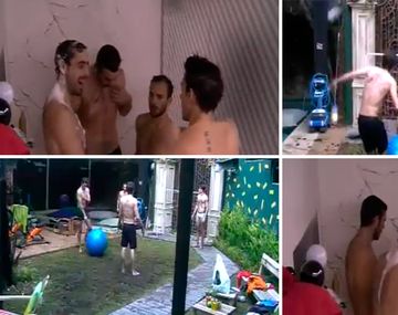 Descontrol en GH:  barro y baño multitudinario