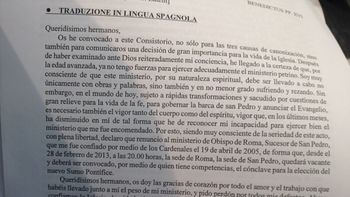 benedicto xvi anuncio su dimision con una carta benedicto xvi anuncio su dimision con una carta