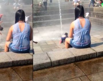 VIDEO: Una nena vuela por los aires al pisar un chorro de agua