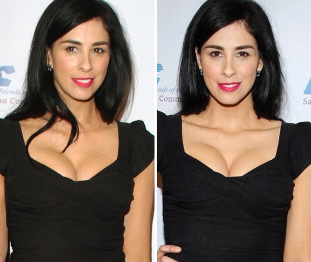 La comediante Sarah Silverman sorprendió con su escote