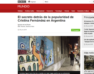 La BBC destaca la popularidad de CFK a meses de culminar su mandato