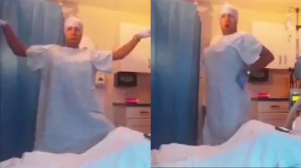 Un padre improvisó un baile cuando su mujer iba a dar a luz