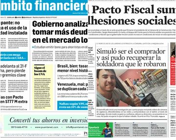 Tapas de diarios del jueves 8 de febrero de 2018