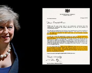 La carta de la primera ministra británica a Macri