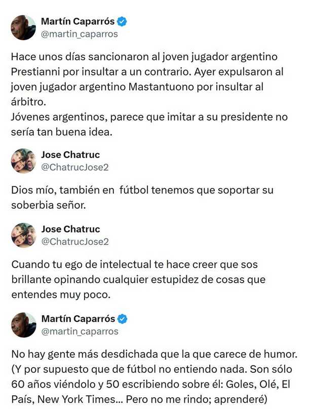 El cruce de Martín Caparrós y José Chatruc El cruce de Martín Caparrós y José Chatruc