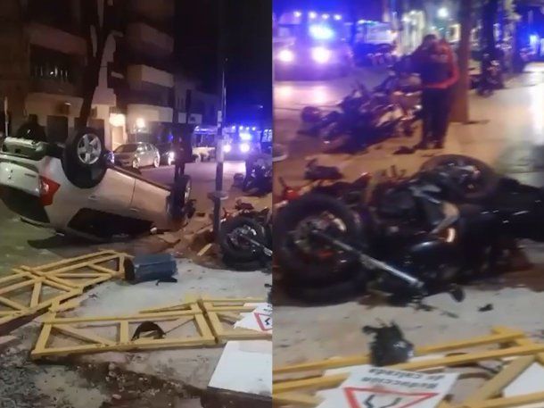 Nuevo incidente vial en Villa Crespo: ahora, un auto embistió ocho motos estacionadas