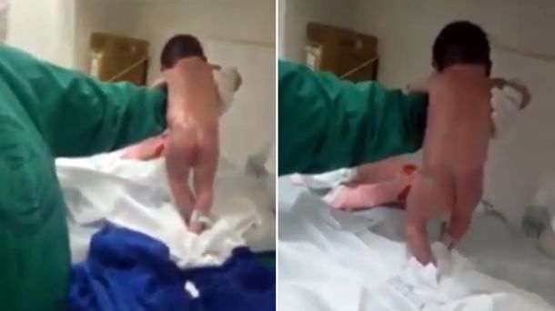 Así fue la caminata del bebé recién nacido en Brasil