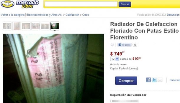 Insólito: venden en Mercado Libre patrimonio del Teatro Colón