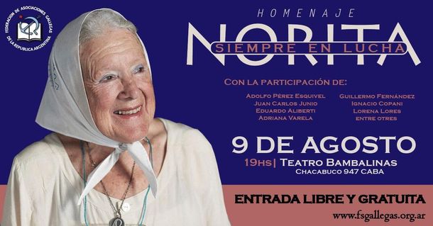 La Federación Gallega organiza un abrazo colectivo a Nora Cortiñas
