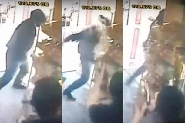 Comerciante se defendió con agua caliente.